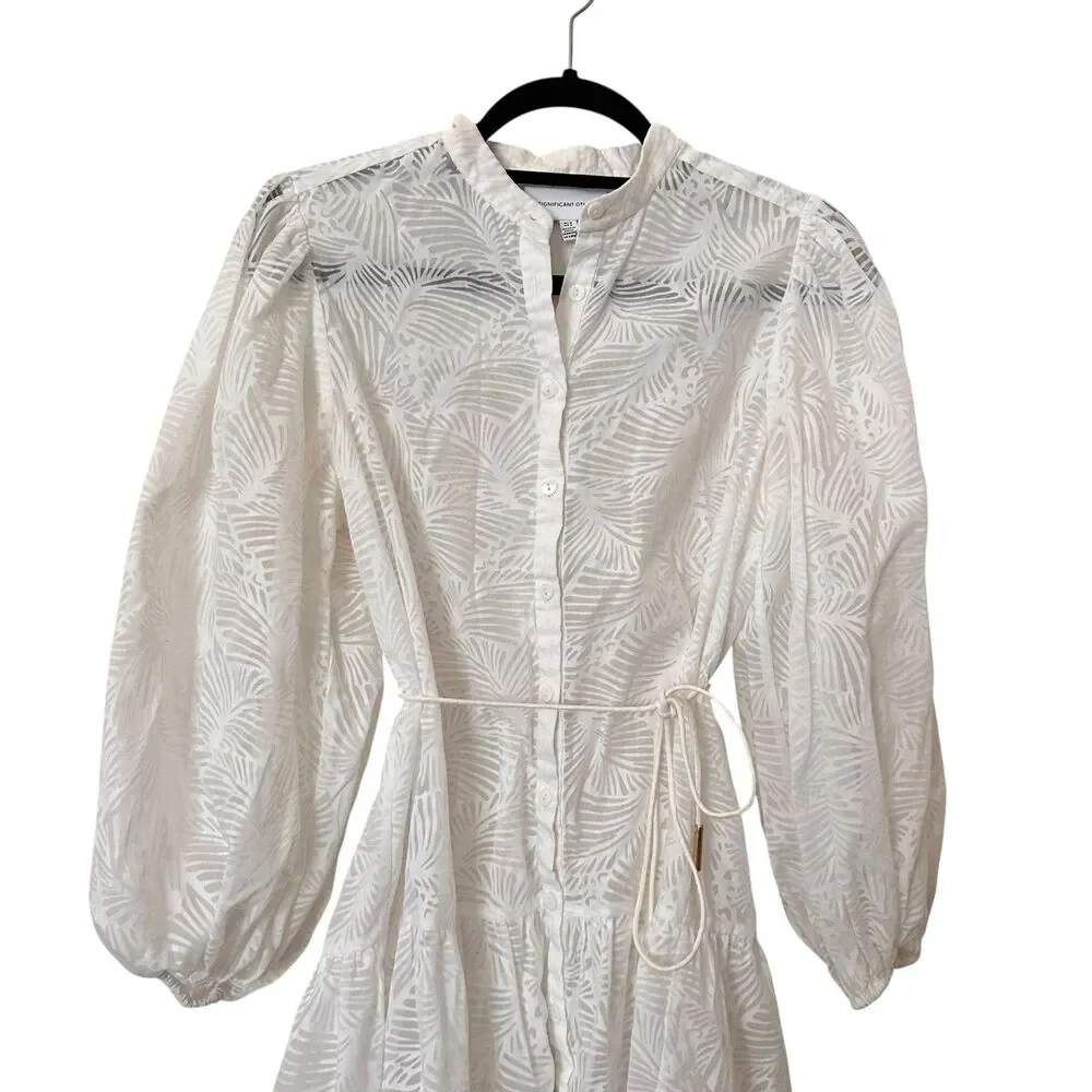 SIGNIFICANT OTHER Pia Patterned Buttoned Front Mini Dress White Sz 4 - Picture 4 of 5